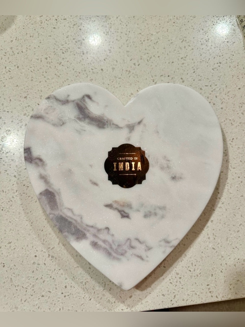Marble Heart Cheeseboard Handcrafted in India NWT